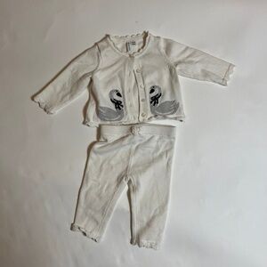 Janie and Jack 6-12M White Swan Outfit